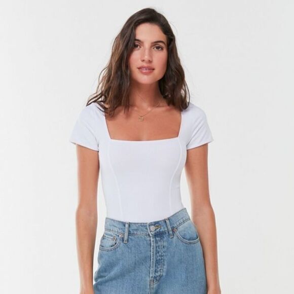 Urban Outfitters White Square Neck Bodysuit - Picture 3 of 4